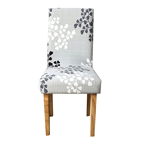Mengsite Dining Room Chair Covers Chair Slipcovers Elastic Stretch Fabric Armless Removable Washable Chair Protector (Set Of 4, Gray, Leaf) #TOP2