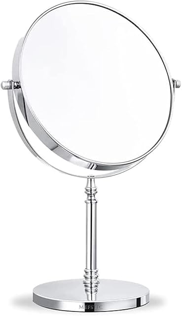 Mefstic Vanity Mirror | Two Sided Magnifying Mirror | Makeup Mirror for Dressing Table | Free Standing Dressing Table Mirror on Stand with 360° Rotation | 2x Magnification