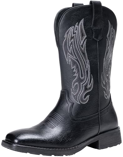 Image of Jousen Cowboy Boots for Men Embroidery Men's Western Boots Retro Square Toe Mens Boot Botas Vaqueras Para Hombre