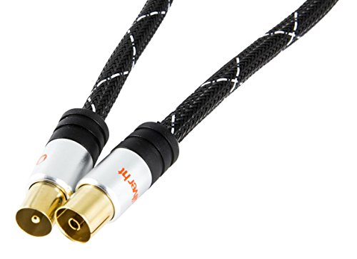 SilverHT 93011 - Cable de Antena TV de 2.5 m (High End, M/F) Color Negro