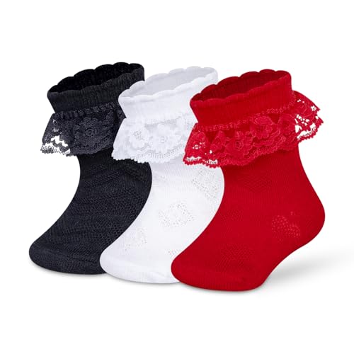 Image of Supersox Frill Ankle Length Socks for Babies | Durable & Breathable Combed Cotton | Extra Soft, Anti-Odor & Moisture Absorbent | Pack of 3