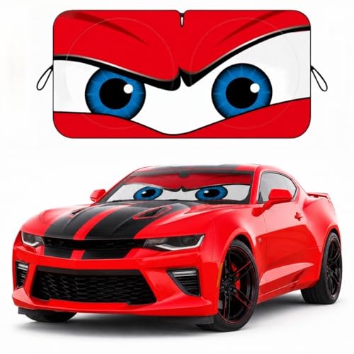 Car Windshield Sun Shade, Red Angry Eyes Sun Visor for Car Windshield Universal Fits Sedan SUV Hatchback Compact Car - 59 x 27.5