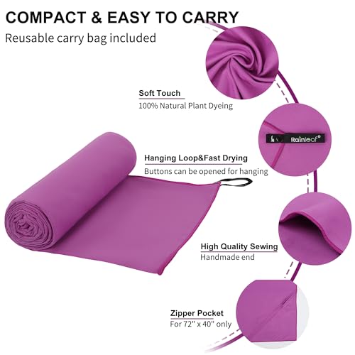 Image of Rainleaf Microfiber Towel Perfect Travel & Gym & Camping Towel. Quick Dry - Super Absorbent - Ultra Compact - Lightweight. Suitable for Trip, Beach, Shower, Backpacking, Pool