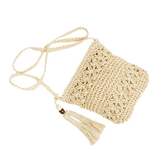 Earlyad Aushöhlen Umhängetasche Handgewebte Umhängetasche Brandneu Outdoor Sling Bag Quaste Tasche für Strandreisen und den täglichen Gebrauch Cover
