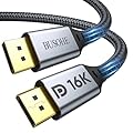 BUSOHE 16K Displayport Cable 2.1 6FT, DP to DP 2.0 Cable (16K 60Hz, 8K 120Hz, 4K 240Hz) 80Gbps Support for HDR 10, DSC 1.2a, Braided Display Port 2.1 Cord - 6 FT