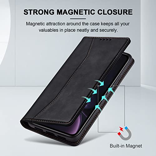 Image of Jasonyu Flip Wallet Case for iPhone XR,Black