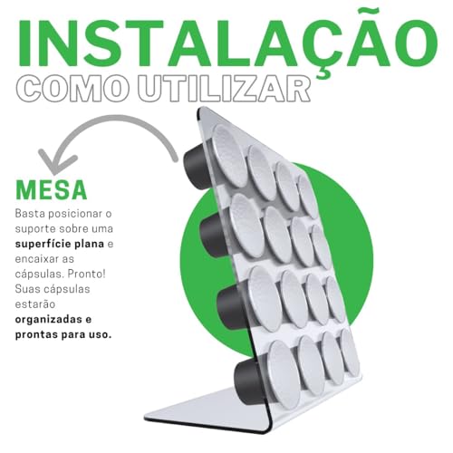 Suporte Porta Organizador De Mesa Compatível com Até 16 Cápsulas de Café Nespresso