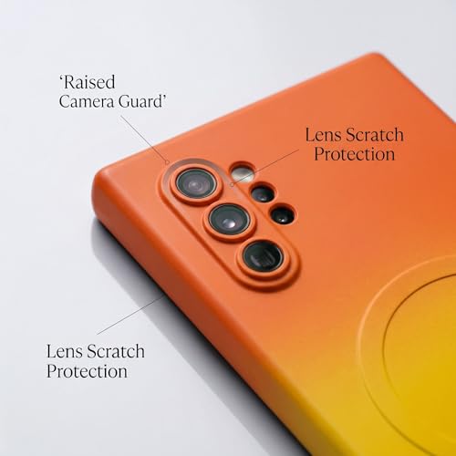 Image of amazon basics Gradient Mag-Safe Case for Samsung Galaxy Note 10 Plus | Soft Silicone Shockproof Cover with Camera Protection | Slim Lightweight Design | Smooth Touch & Durable - Orange & Yellow