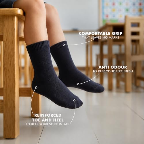 Image of Supersox Bamboo Regular School Uniform Socks for Kids | Sustainable Bamboo Fabric | Breathable, Moisture Absorbent & Odour Resistant | Extra Durable Welt for All-Day Comfort | Pack of 3
