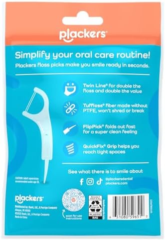 Plackers® Twin Line® Floss Picks with Tuffloss® Fiber & FlipPick®, Intense Mint, Double-Line Flosser for Effective Plaque Removal, 75 Count - 1