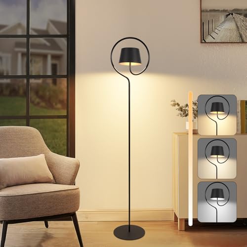 Homefire Lampada da terra a LED per soggiorno, dimmerabile, 120 cm, lampada da terra solare per esterni con batteria USB-C ricaricabile, moderna, senza fili, 3000 K-6500 K, altezza regolabile per