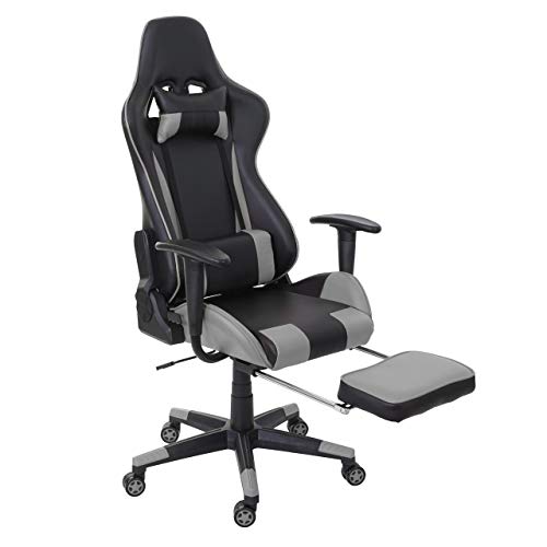 Mendler Relax-Bürostuhl HWC-D25 XXL, Schreibtischstuhl Gamingstuhl, 150kg belastbar Fußstütze - schwarz/grau Cover