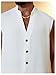 SHENHE Men's Summer Sleeveless Button Up Shirt Beach Tank Band Collar V Neck Textured Shirt White Large