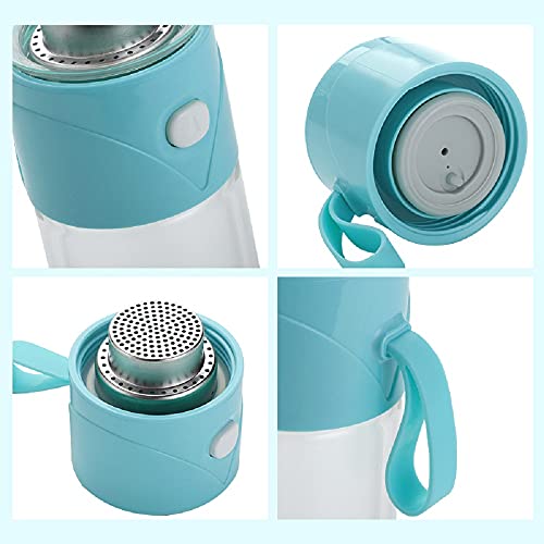 Glass Tea Infuser Bottle,Tea Tumbler With Infuser,Portable Double Walled Borosilicate Glass Travel Tumbler, 350Ml / 11.8Oz Glass Water Bottle For Loose Leaf Tea, Coffee And Fruit Water (Blue) #TOP2