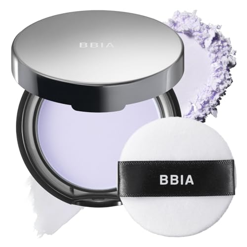 BBIA EAU Powder Pact - 4 Colors Pressed Powder Compact with Mirror and Puff Makeup Setting Finishing Blurring Sebum & Oil Control Natural Korean Face Makeup (04 LAVENDER PURPLE Pack of 1)