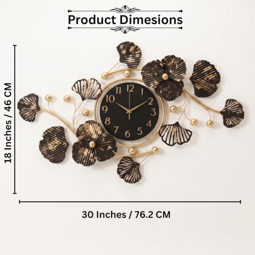 Image of Wall Clock for Office Big Size 30 Inch | Modern Metal Wall Decor Clocks for Living Room & Executive Suite | Antique Gold Black Silent Wall Watch | Designer Home Decoration Items for Wall
