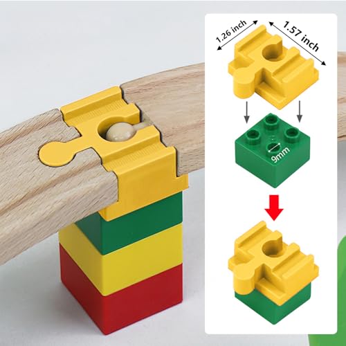 image for Bunu1492 Wooden Train Track Accessories, 16 pcs Wooden Track Connector
