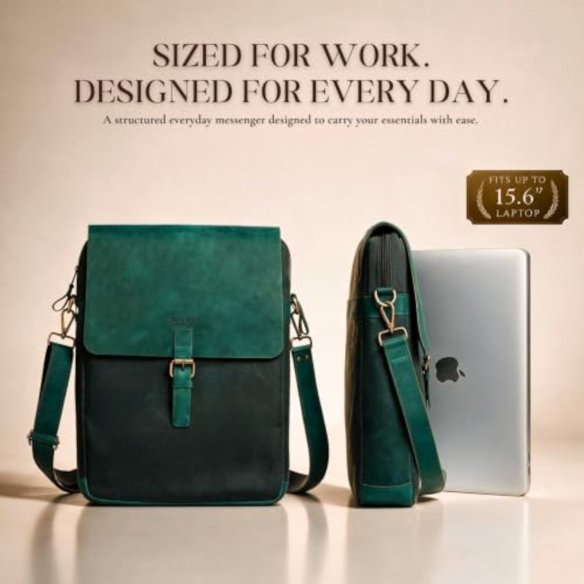 Premium Leather & Waxed Canvas Messenger Bag, RFID-Secure