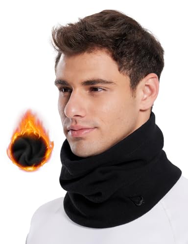 baleaf Fleece Neck Gaiter for Men and Women - Winter Face Mask Ski Neck Warmer Cold Weather Gear for Running Black
