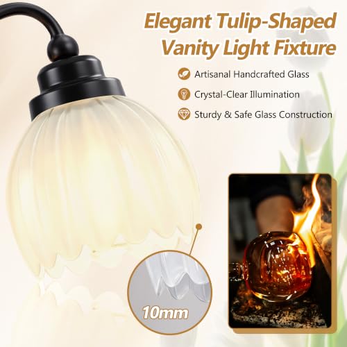 Image of Vintage 4 Light Vanity Lights,Black Matte Antique Finish