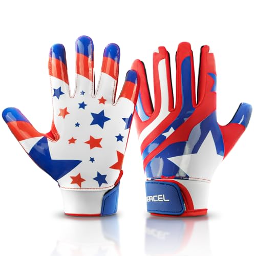 ATERCEL Youth Football Receiver Gloves for Kids