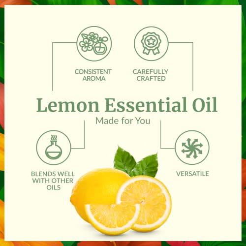 Image of SVA Lemon Essential Oil - 4 Fl Oz - for Diffuser, Skin & Hair Care - Ideal for Massage & DIY Blends - with Dropper