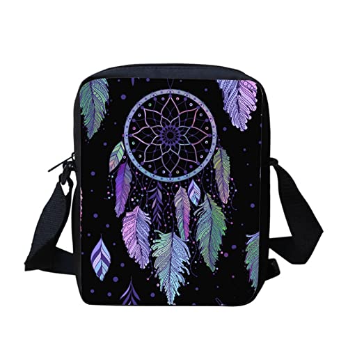Dolyues Bandolera para adultos y adolescentes, bolsas de mensajero con bolsillo con cremallera para monedero de dinero, Atrapasueños Cover