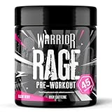 Warrior Rage Pre Workout Powder 392g (45 Servings) – 300mg Caffeine High Stim Energy Drink Supplement + Beta-Alanine, Creatine, BCAA, Taurine, Citrulline & Arginine AAKG for Muscle – Blazin' Berry