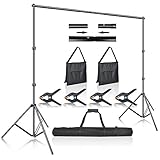 LZQ Hintergrund Unterstützungssystem Foto Studio Ständer 2,1M x 3M / 7ft x 10ft Ständer Set mit Transporttasche und Leimzwingen 4Stück für Fotostudio, Porträt und Videoaufnahmen
