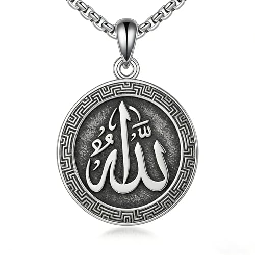 Collier Allah homme argent 925 pendentif arabe bijoux cadeaux