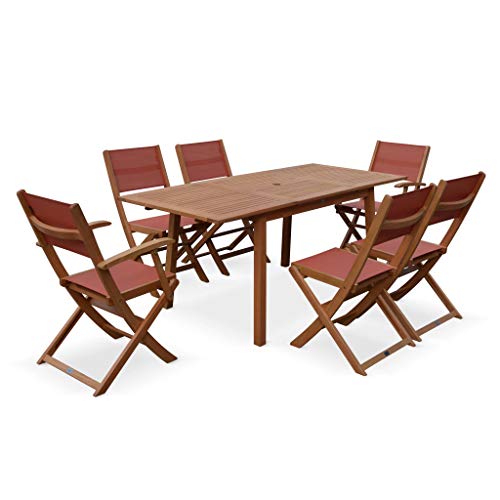 Alice's Garden - Salon de Jardin en Bois Extensible - Almeria - Table 120/180cm avec rallonge. 2...