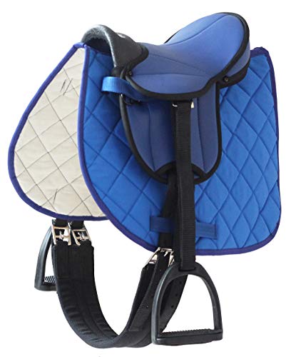 Helga Kreft 50087 Pferdesattel für Holzpferd aber auch für Reitsport; mit gleichfarbiger Schabracke und gepolsteter Sitzfläche, blau, 2,5kg Cover