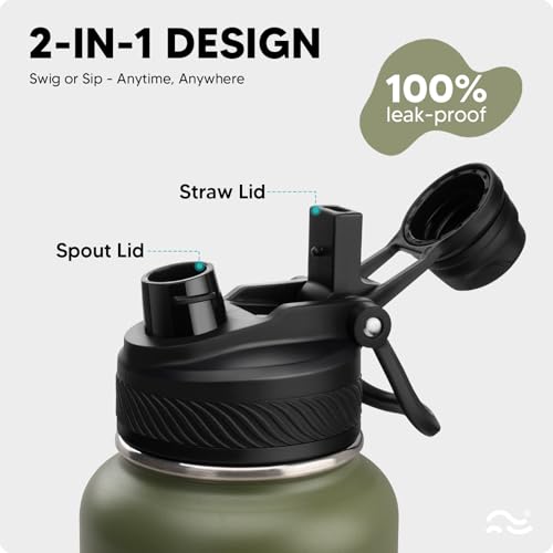 Image of Swigina Insulated Water Bottle with Boot (Keep 36 hrs Cold) BPA Free, 32 oz