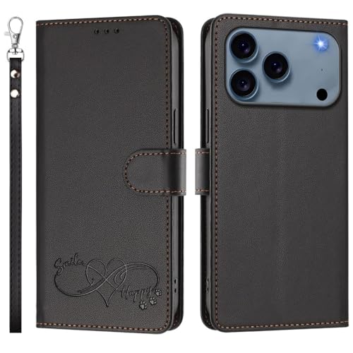 Étui portefeuille iPhone 15 Pro Max en cuir noir pour vos déplacements urbains