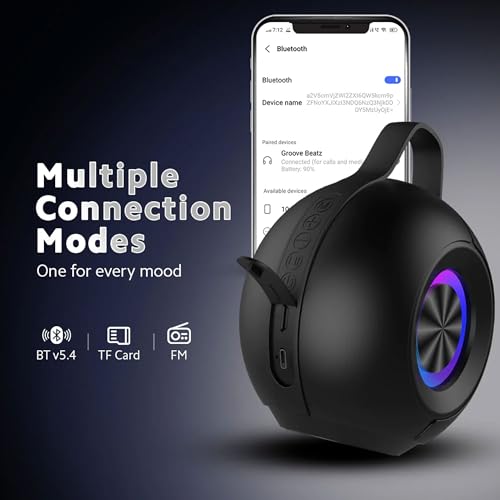 Image of Groove Beatz 10W Portable Speaker with TWS Function, up to 6Hrs Playback, RGB, Deep Bass, Bluetooth 5.4, Type C Charging, Multi-Compatible Connections - Onyx