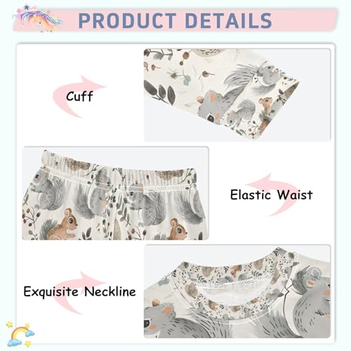 senya Squirrel Eat Leaves Pajamas Set Long Sleeve Soft Cotton Sleepwear 2 Piece4