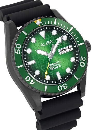ALBA Silicone Men's Analog Wristwatch Al4439X1, Dial Color-Green, Band Color-Black - Image 3