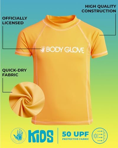 Body Glove Boys Swim Shirt - 2 Pack UPF 50+ Quick Dry Sun Protection Short Sleeve Rash Guard for Boys Kids Swimwear (2T-14)2