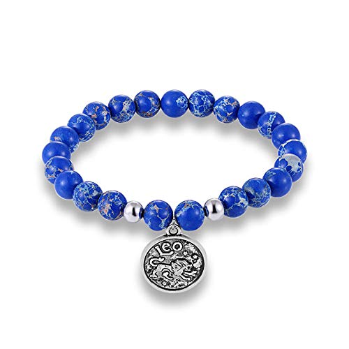 Pulsera Constelaciones,Unisex Hecho A Mano 12 Constelaciones Astrología Natural Negro Lava Roca Piedra Con Cuentas Leo Encantos Brazaletes Elásticos Pulsera Para Hombres Mujeres Regalo De Pareja De Cover