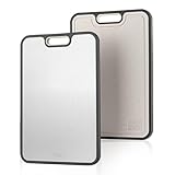 Titanium Cutting Boards for Kitchen, 15” Double Sided Cutting Board Food Grade, Pure Titanium and Wheat Straw PP, for meat & Veggie, Non-Slip