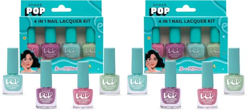 Image of SUGAR POP 4 in 1 Nail Lacquer Kit | Chip-resistant formula & Glossy Flinsh | Nail Polish Set - 04 Pastel Paradise (Pack of 2)