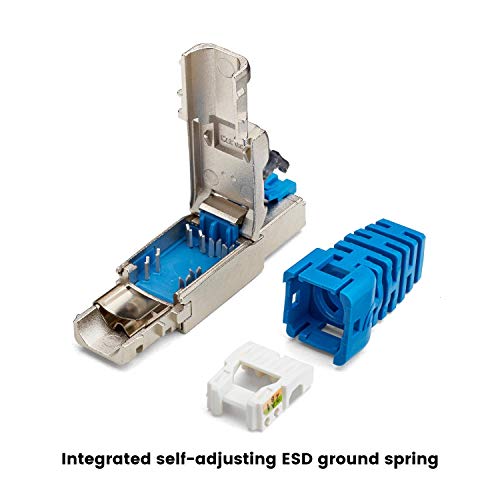 Image of TRUE CABLE Cat6A Toolless Field Termination Plug, Shielded STP, PoE++ 4PPoE, Tool-Free, RJ45 Modular Connector, 10Gb, 23-26AWG, TAA Compliant, ANSI /TIA, ISO /IEC, CE & UL Listed, 2-Pack