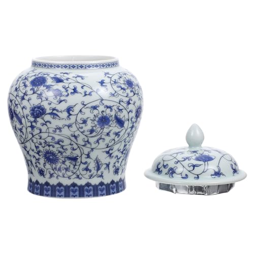 DOITOOL 青花陶磁密封茶缶 蓋付きレトロ風多用途保存容器 紅茶茶葉乾燥果実コーヒー保存用シンプルデザイン食品収納罐