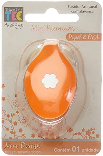 Toke E Crie Furador Para Papel e EVA, Mini, Flor, 10 mm, Laranja/Off White, 5783