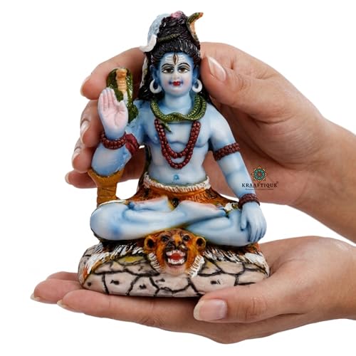 Image of Handcrafted Lord Shiva Marble Idol 5 Inch | Mahadev Murti for Home Mandir, Pooja Room & Meditation Corner | Decorative Shiv Statue for Vastu, Spiritual Decor & Religious Gifts