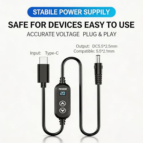 Câble de conversion USB C vers DC 100W premium à écran - 5