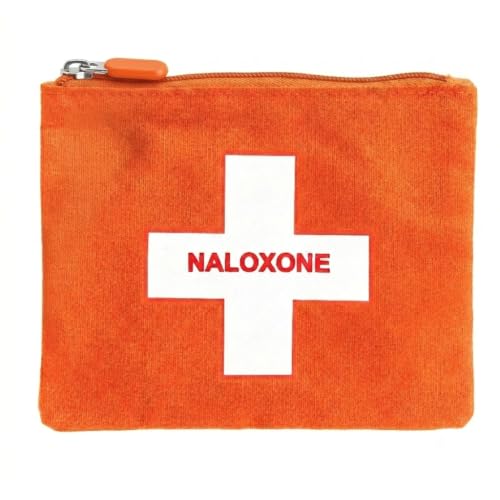 Image of Naloxone Overdose Kit Bag - Compact Canvas Pouch for Naloxone Nasal Spray & Opioid Emergency Response - Holds 2 Naloxone Sprays & Accessories - Naloxone Not Included (Orange, 1 Unit)