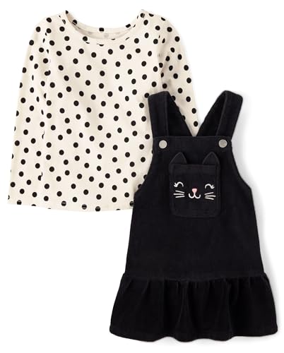 The Children's Place,Baby Girls,and Toddler Long Sleeve Top and Skirtall Dress Set,White Daisy,4 Years,