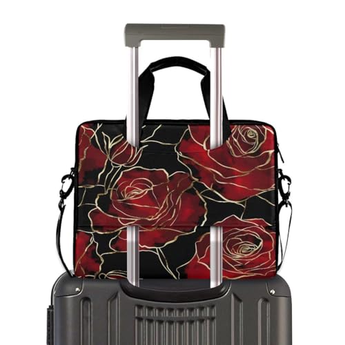 Maletín para portátil elegante con flores negras 15.6" miniatura 4