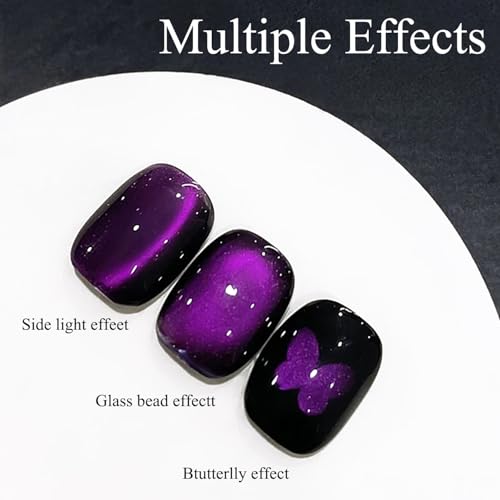 Esmalte de uñas gel imán ojo de gato purpura miniatura 2
